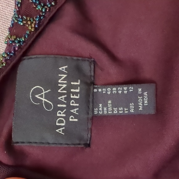 Adrianna Papell Maroon Floral Long Sleeve Dress - Picture 5 of 6